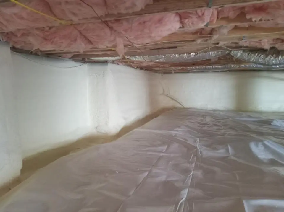 Crawl space encapsulation with closed-cell spray foam for Metal Roof Coating in Delphos
